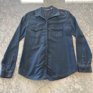 Sun & Shadow Blue Embroidered Western Top